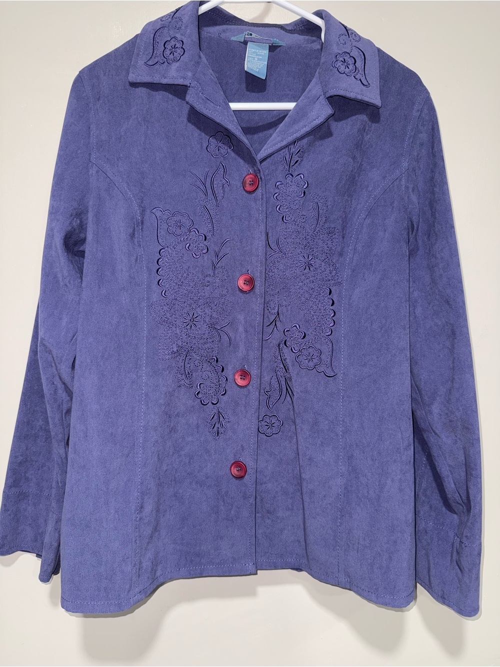 Koret Purple Suede Like Blazer with Wine Red Buttons